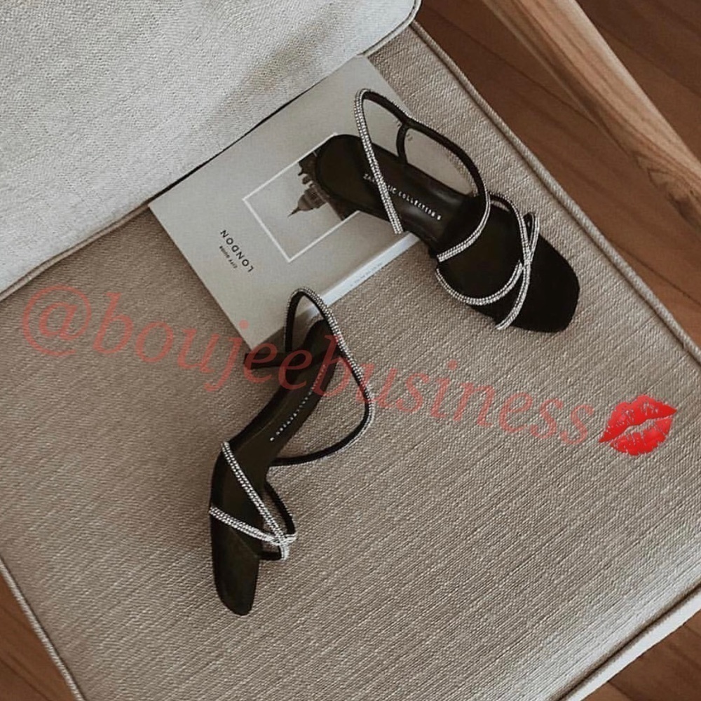 ZARA Bejeweled Mid-Height Heeled Sandals